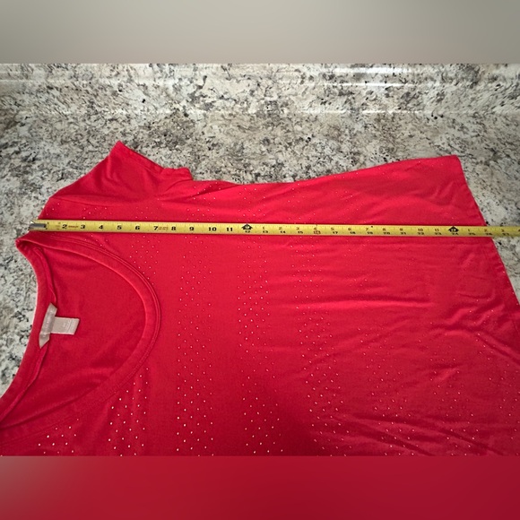 Banana Republic Tomato Orange Red Tee Top Gold Studs Embellished Soft Size M - Picture 11 of 11